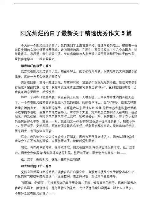 阳光灿烂的日子最新关于精选优秀作文5篇