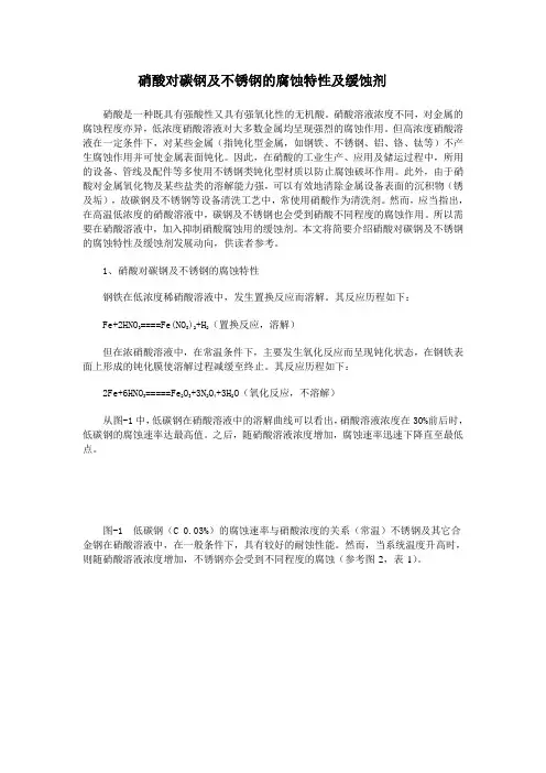 硝酸对碳钢及不锈钢的腐蚀特性及缓蚀剂