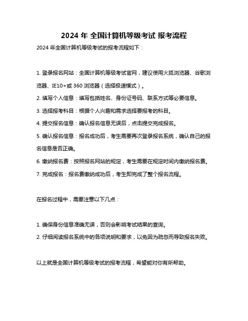 2024年 全国计算机等级考试 报考流程