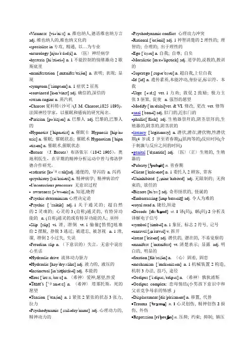 心理学专业英语单词