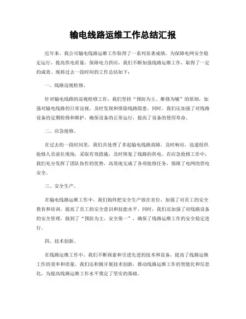 输电线路运维工作总结汇报