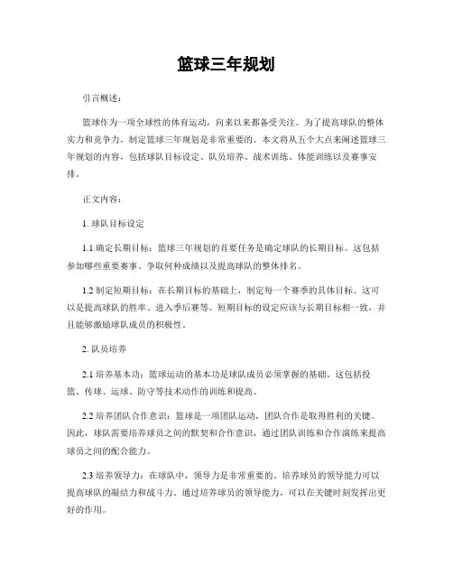 篮球三年规划