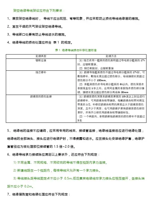 架空配电线路绝缘导线架设的施工验收要求