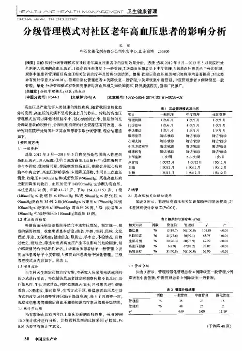分级管理模式对社区老年高血压患者的影响分析