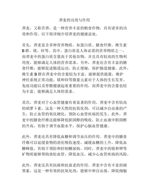 荞麦的功效与作用