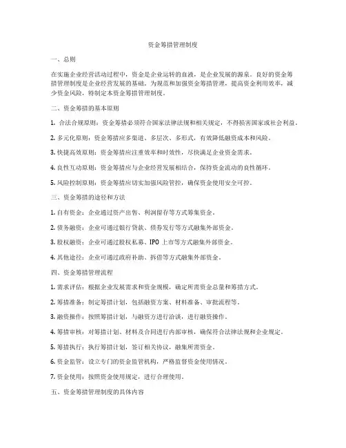 资金筹措管理制度