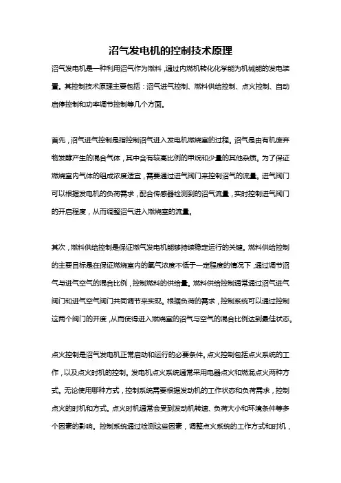 沼气发电机的控制技术原理