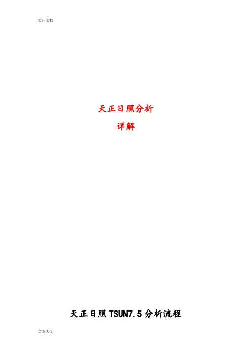 天正日照分析报告详解教程