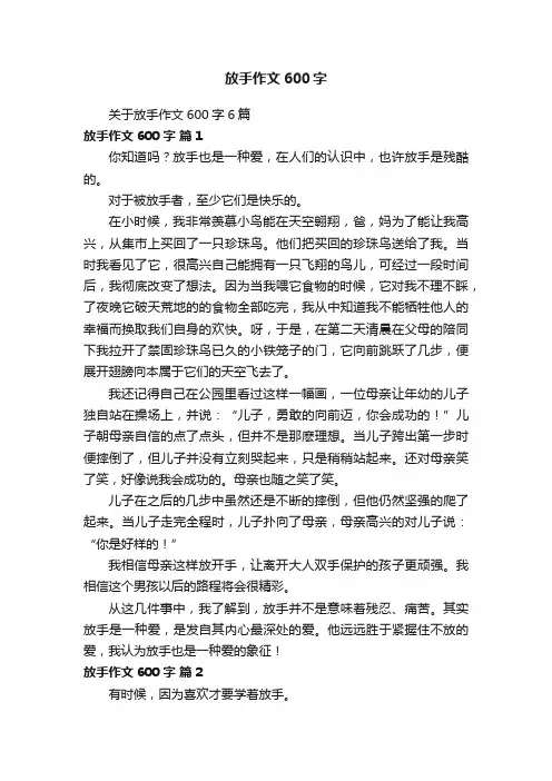 关于放手作文600字6篇