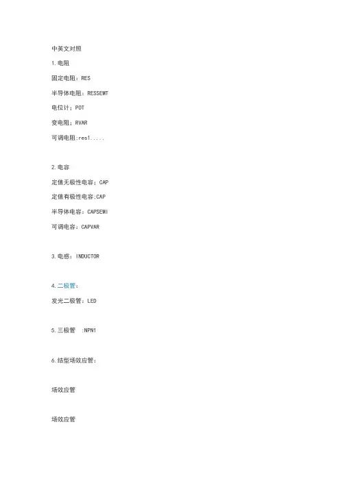 常用电子电器元件英文对照