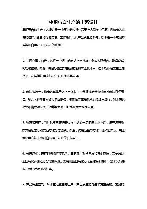 重组蛋白生产的工艺设计