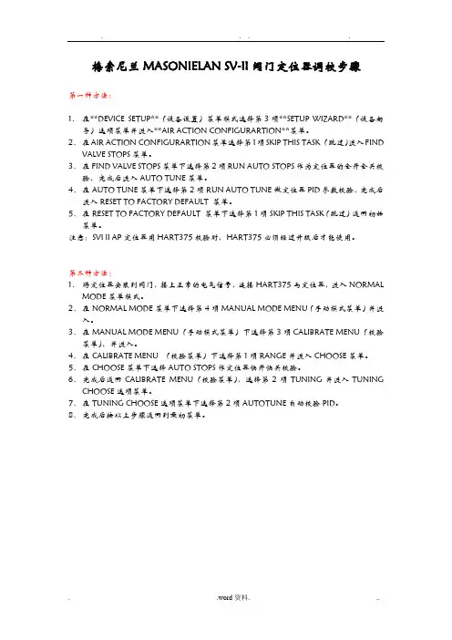 梅索尼兰MASONIELANSV-II阀门定位器调校步骤