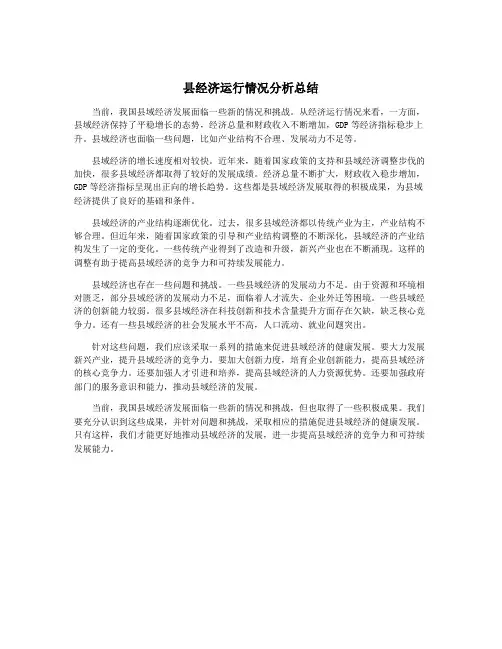 县经济运行情况分析总结