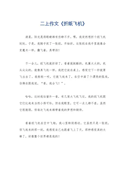 二上作文《折纸飞机》
