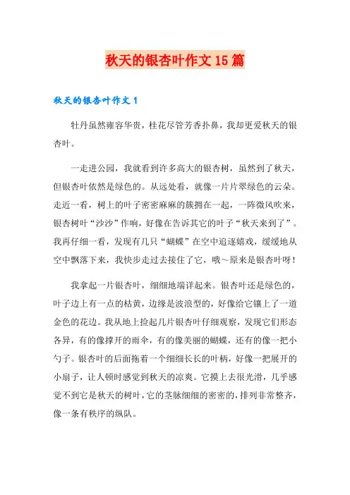 秋天的银杏叶作文15篇