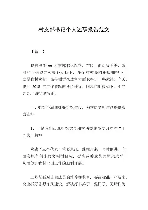 村支部书记个人述职报告范文