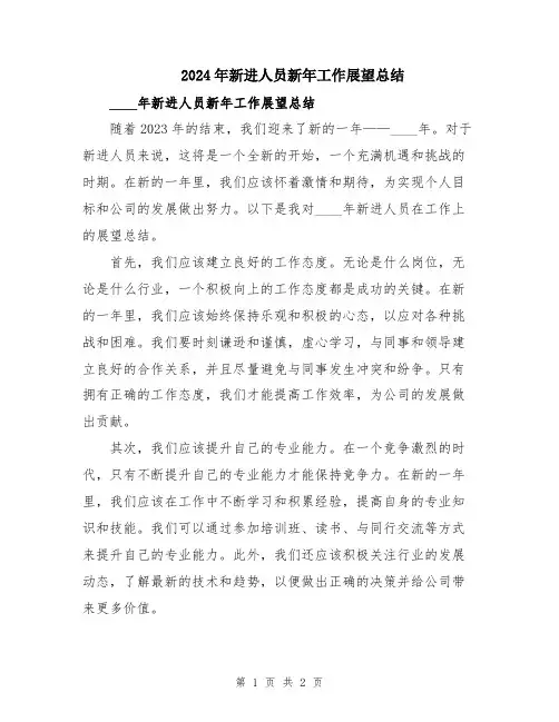 2024年新进人员新年工作展望总结