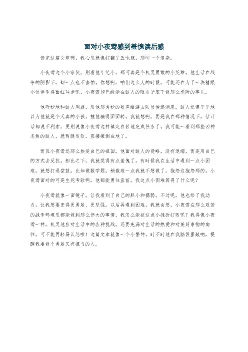面对小夜莺感到羞愧读后感