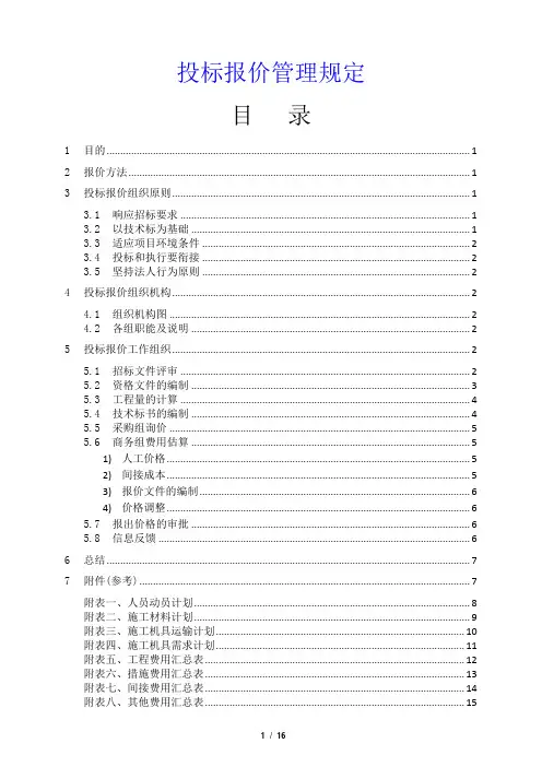 投标报价管理规定