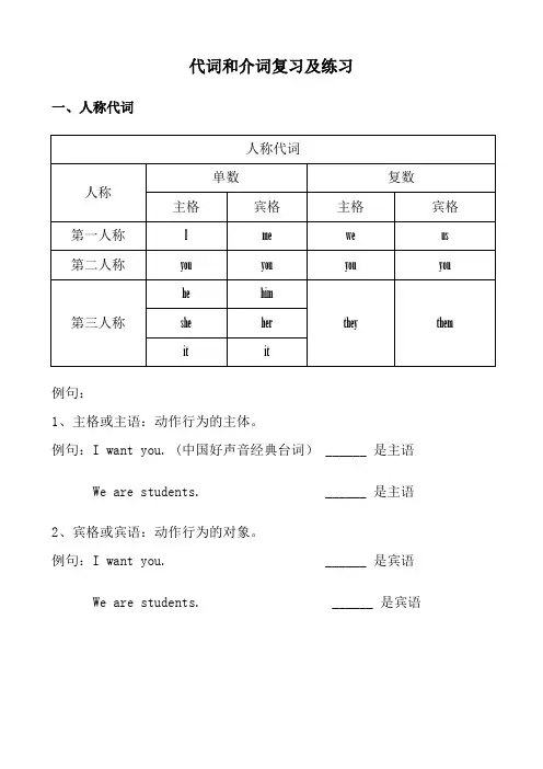 人称代词和物主代词复习
