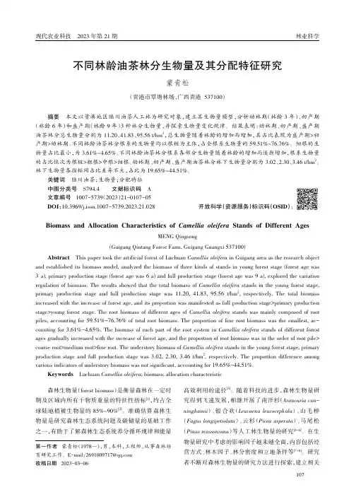 不同林龄油茶林分生物量及其分配特征研究