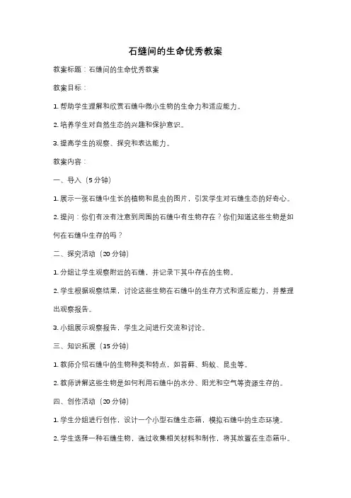 石缝间的生命优秀教案