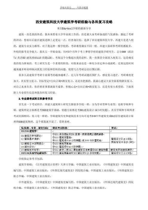 西安建筑科技大学建筑学考研经验与各科复习攻略
