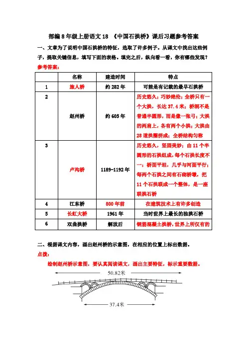 部编8年级上册18 《中国石拱桥》课后习题参考答案