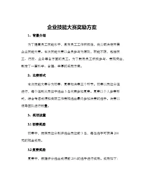 企业技能大赛奖励方案