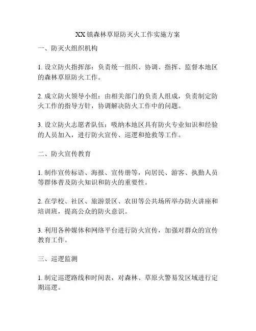 XX镇森林草原防灭火工作实施方案