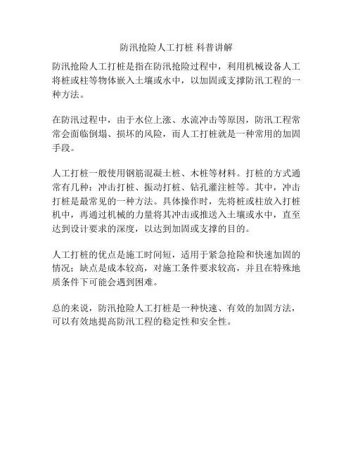 防汛抢险人工打桩 科普讲解
