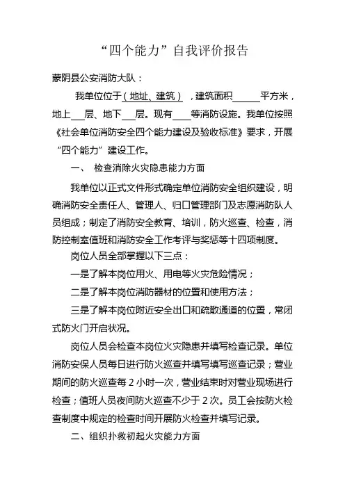 “四个能力”自我评价报告
