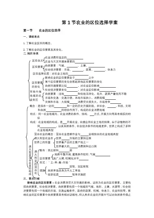 第1节农业的区位选择学案