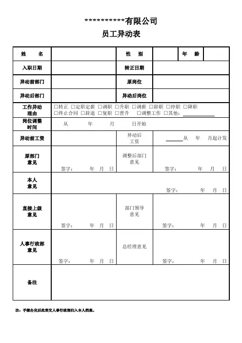 员工异动表