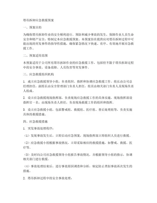 塔吊拆卸应急救援预案文本