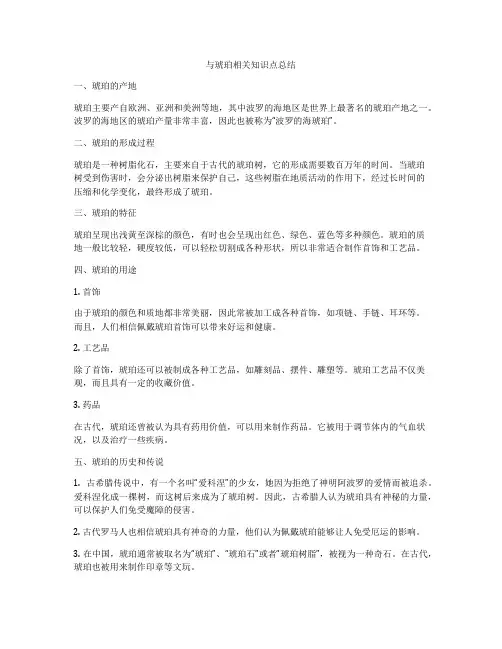 与琥珀相关知识点总结