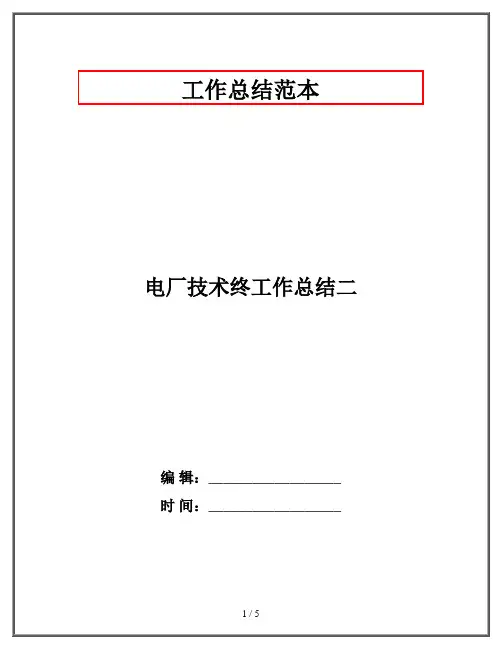 电厂技术终工作总结二