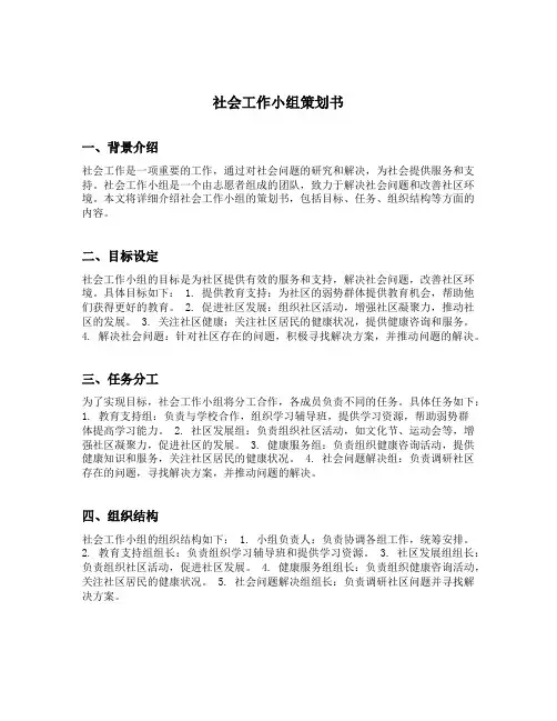 社会工作小组策划书