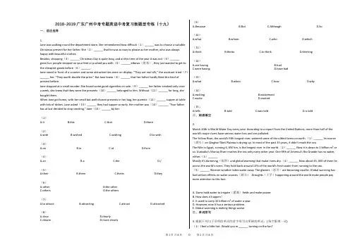 2018-2019广东广州中考专题英语中考复习新题型专练(十九)