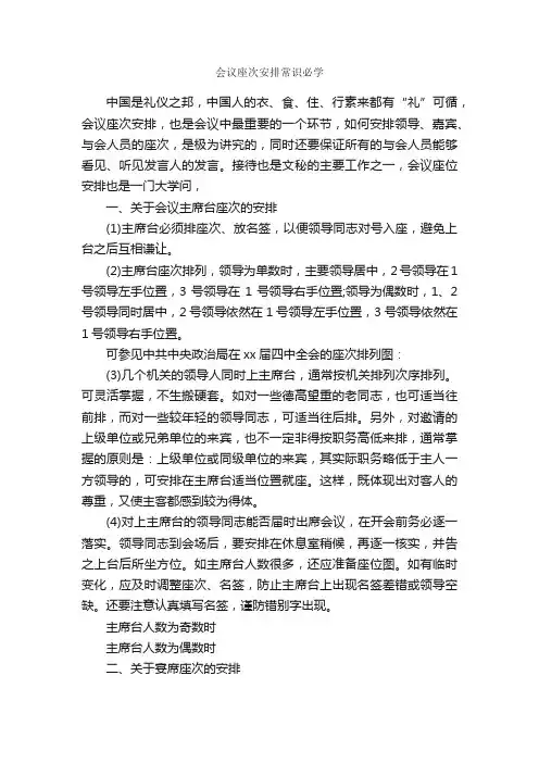 会议座次安排常识必学_秘书基础_