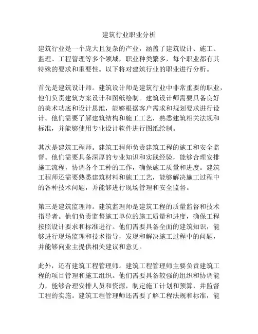 建筑行业职业分析