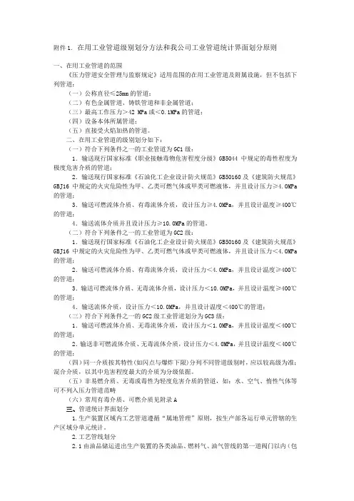 工业管道划分