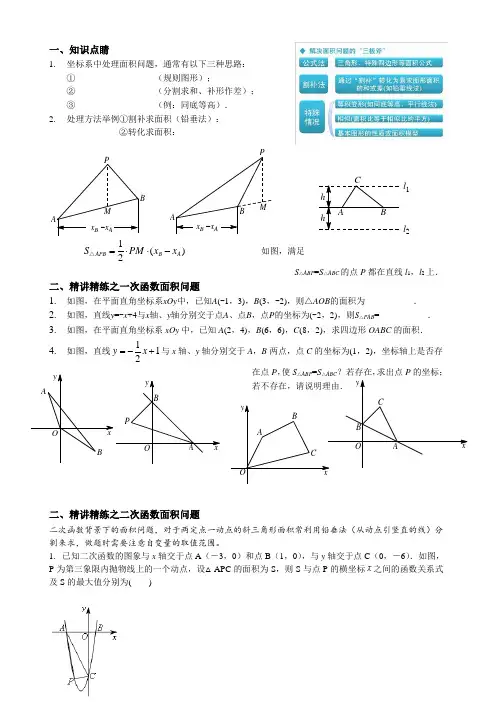 2018简版二次函数压轴题之面积最值
