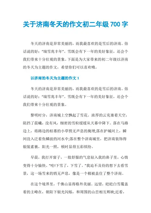 关于济南冬天的作文初二年级700字
