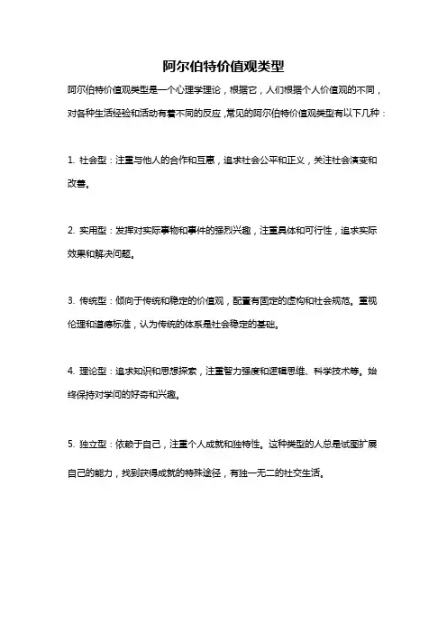 阿尔伯特价值观类型