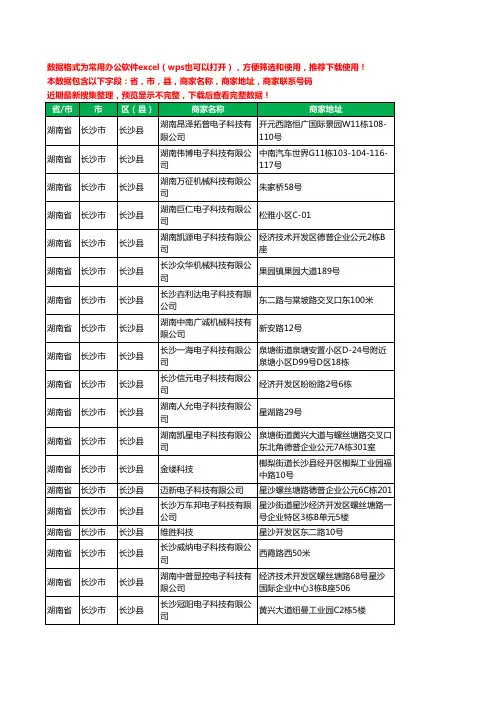 2020新版湖南省长沙市长沙县电子科技有限公司工商企业公司商家名录名单黄页联系电话号码地址大全60家