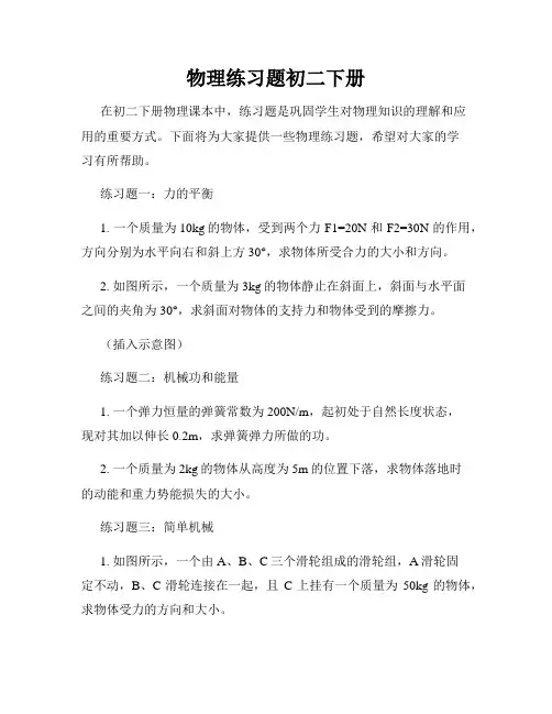物理练习题初二下册