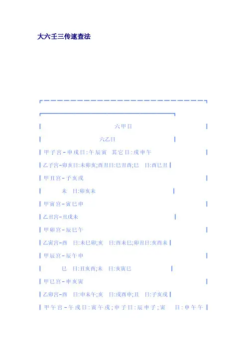 大六壬三传速查法