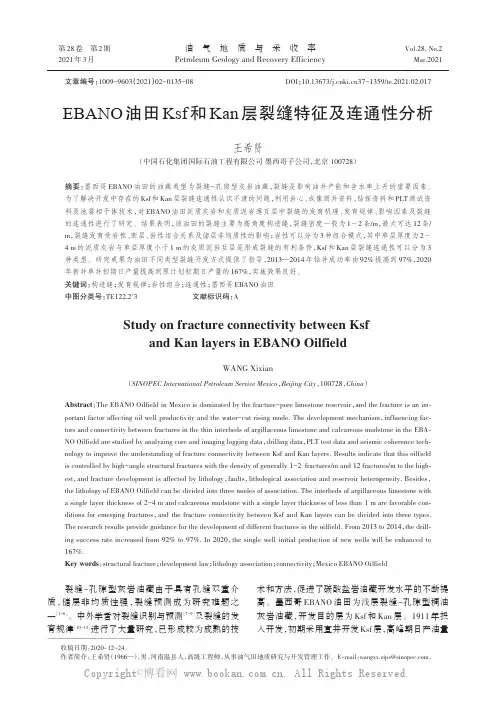 EBANO油田Ksf 和Kan 层裂缝特征及连通性分析