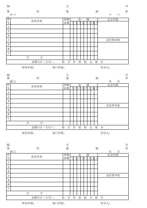 费用报销单(自制A4打印版本)